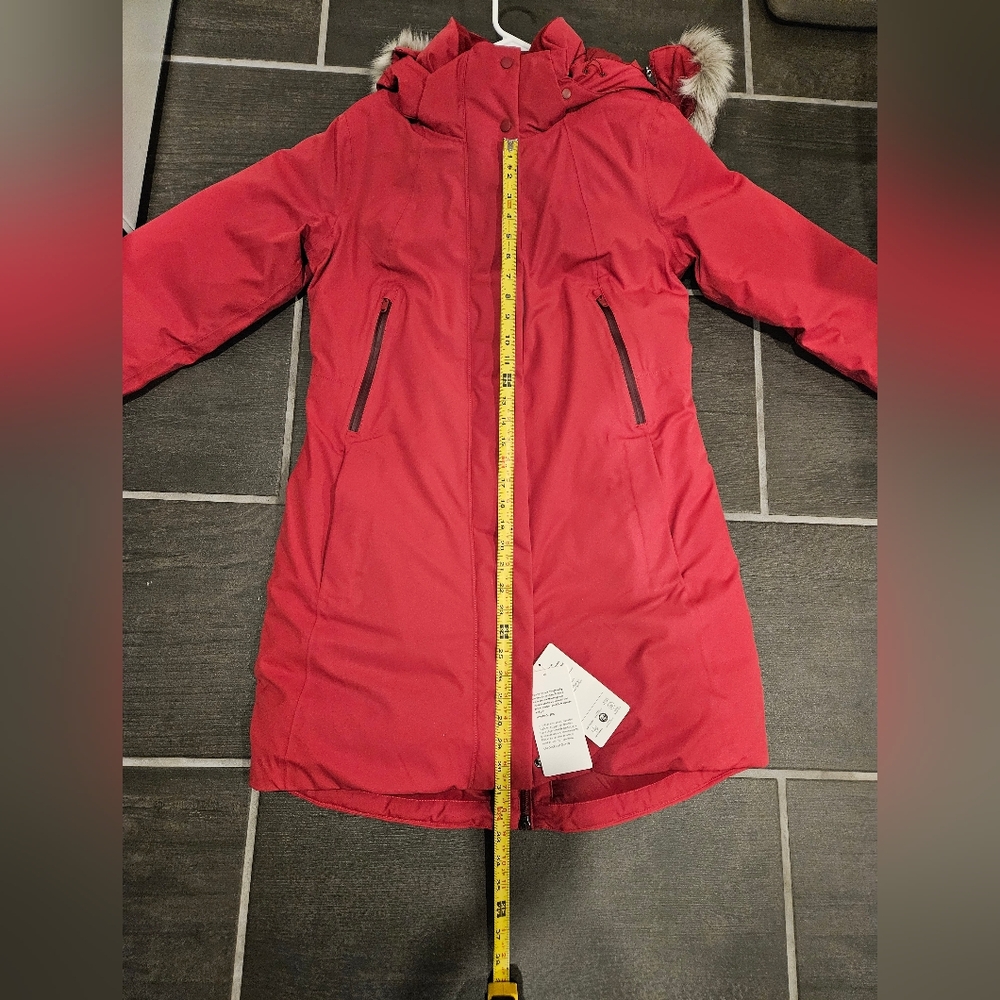 NWT ATHLETA Red Outbound Down Parka Waterproof Jacket Women Size Medium Raincoat - Picture 8 of 14